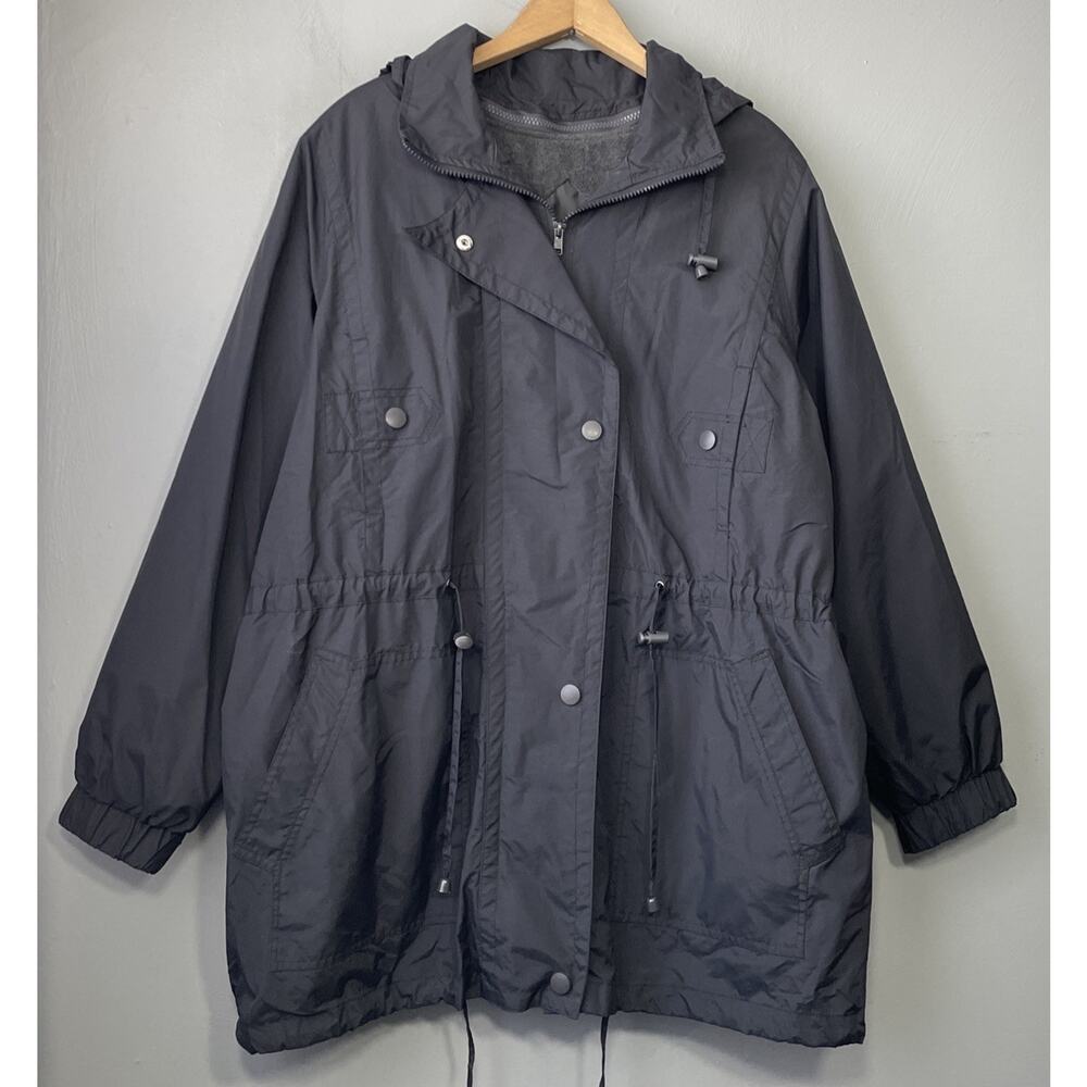Woman Within Jacket Size 18 20 Taslon Coat Windbreaker Zip Out Fleece Lining